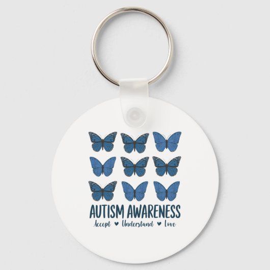 Accept Understand Love Autism Awareness Butterfly キーホルダー (正面)