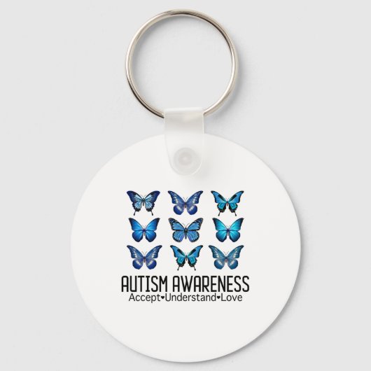 Accept Understand Love Autism Awareness Butterfly キーホルダー (正面)