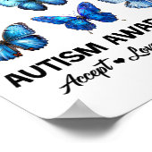 Accept Understand Love Autism Awareness Butterfly ポスター (角)