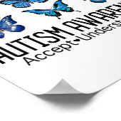 Accept Understand Love Autism Awareness Butterfly ポスター (角)