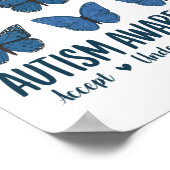 Accept Understand Love Autism Awareness Butterfly ポスター (角)