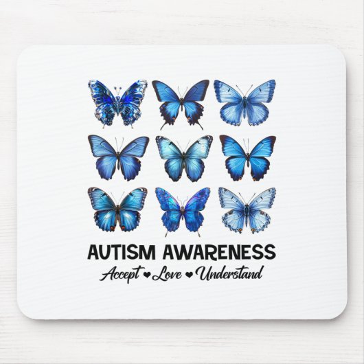 Accept Understand Love Autism Awareness Butterfly マウスパッド (正面)