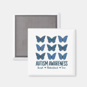 Accept Understand Love Autism Awareness Butterfly マグネット (正面/裏面)