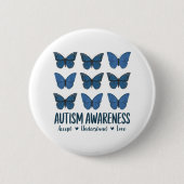 Accept Understand Love Autism Awareness Butterfly 缶バッジ (正面)
