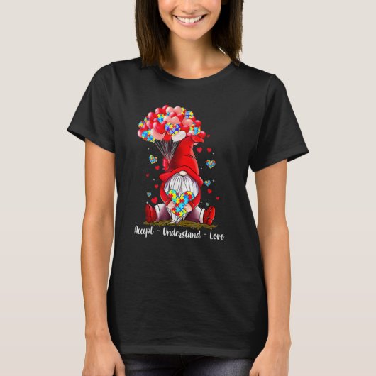 Accept Understand Love Autism Awareness Gnome Vale Tシャツ (正面)