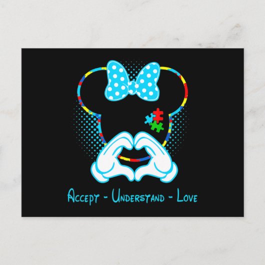 Accept Understand Love Autism Awareness - Mouse Au ポストカード (正面)