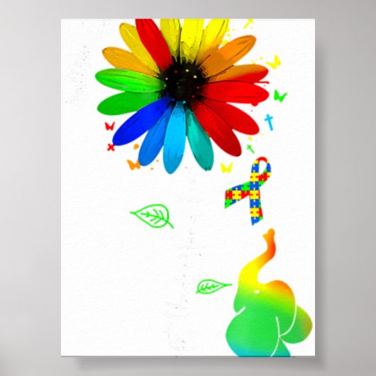 Accept Understand Love Autism Awareness Sunflower  ポスター (正面)