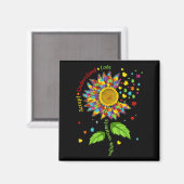 Accept Understand Love Autism Awareness Sunflower マグネット (正面/裏面)