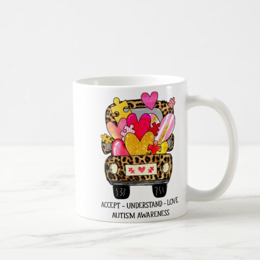 Accept Understand Love Autism Awareness Support Va コーヒーマグカップ (右)