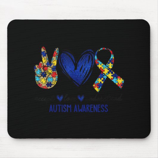 Accept Understand Love Autism Awareness T-Shirt Au マウスパッド (正面)
