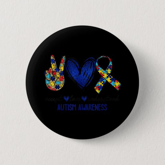 Accept Understand Love Autism Awareness T-Shirt Au 缶バッジ (正面)