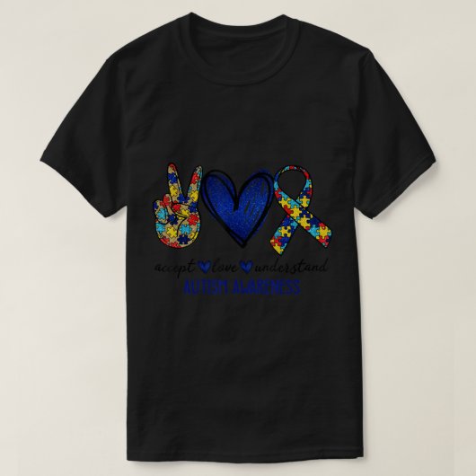 Accept Understand Love Autism Awareness T-Shirt Au Tシャツ (デザイン正面)