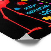 Accept understand love autism flamingo puzzle boys ポスター (角)