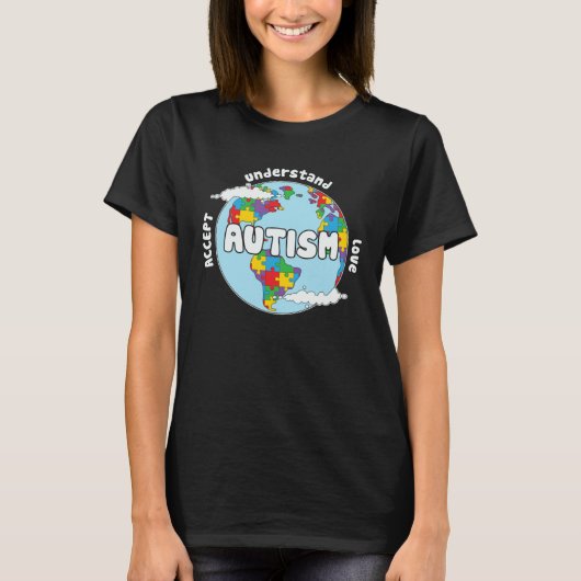 Accept Understand Love Earth Puzzle Autism Awarene Tシャツ (正面)