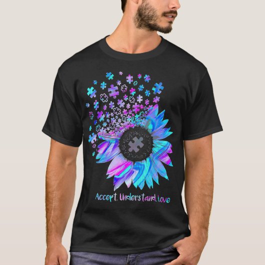 Accept Understand Love Sunflower Autism (2) Tシャツ (正面)