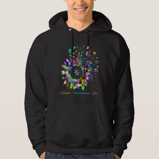 Accept Understand Love Sunflower Autism Awareness パーカ (正面)
