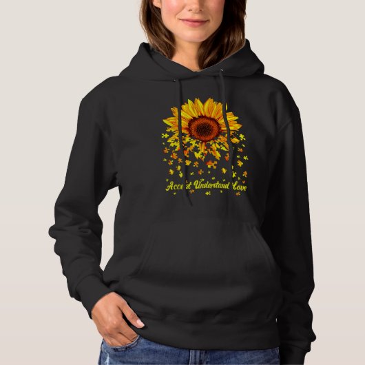 Accept Understand Love Sunflower Autism Awareness  パーカ (正面)