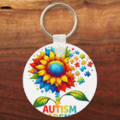 Accept Understand Sunflower Men Women Kids Autism  キーホルダー (正面)