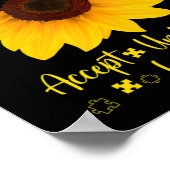 Accept Understanding Love Sunflower Shirt Autism A ポスター (角)