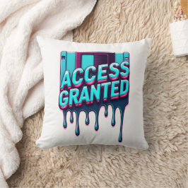 Access Granted | レトロハッカー フロッピーディスク グラフィック クッション