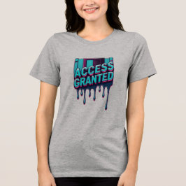 Access Granted | レトロハッカー フロッピーディスク グラフィック トライブレンドTシャツ