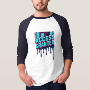 Access Granted   レトロハッカー フロッピー ディスク グラフィック Tシャツ