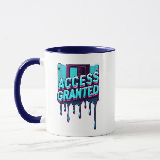 Access Granted | レトロ技術とサイバーセキュリティ フロッピー マグカップ (左)