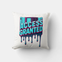 Access Granted | Retro Hacker Floppy Disk Graphic クッション