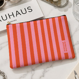Accessory Pouch | 華やかボールドストライプ コーラルピンク アクセサリーポーチ