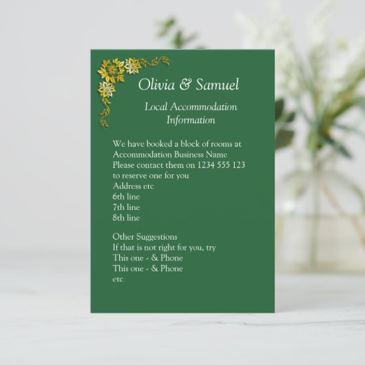 Accommodation Info - Emerald Green & Gold エンクロージャーカード (スタンド正面)