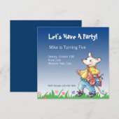 Accordeonの青い招待状を持つ小さいラット… 招待状 (正面/裏面)