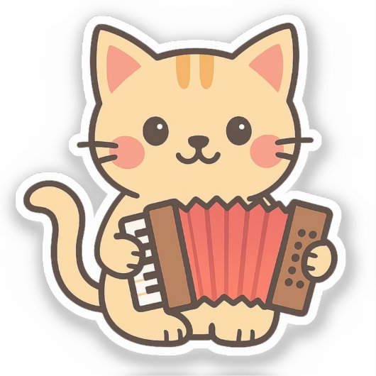 Accordion Cat Drawing シール (正面)