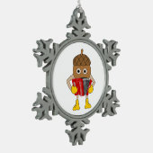 Accordion Nut スノーフレークピューターオーナメント (左)