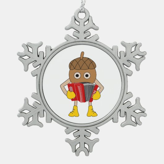 Accordion Nut スノーフレークピューターオーナメント (正面)