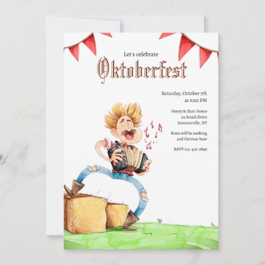 Accordion Player Oktoberfest 招待状 (正面)