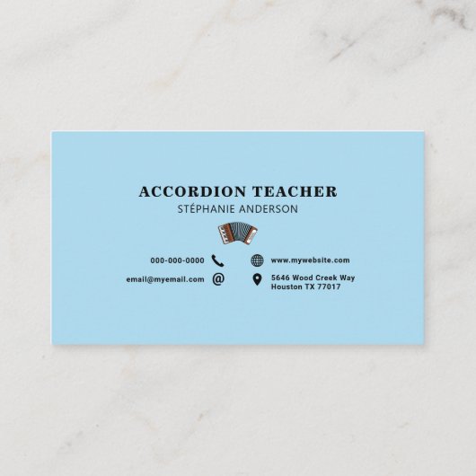 Accordion Teacher Blue 名刺 (裏面)