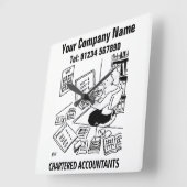 Accountancy Services Cartoon Clock スクエア壁時計 (傾斜)