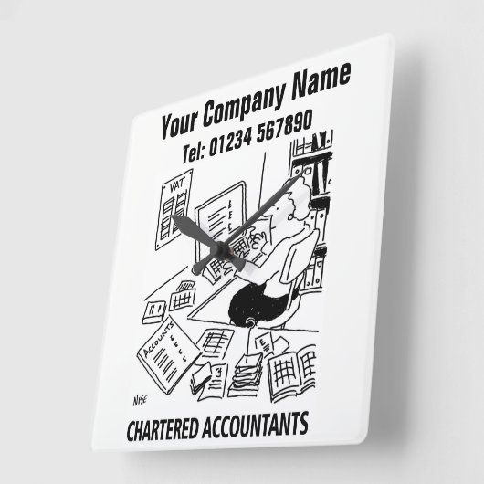 Accountancy Services Cartoon Clock スクエア壁時計 (傾斜)