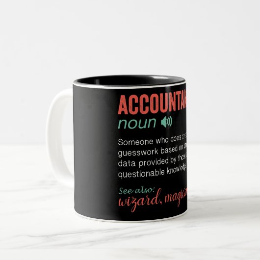 Accountantおもしろい定義2トーンコーヒーマグ ツートーンマグカップ (正面左)