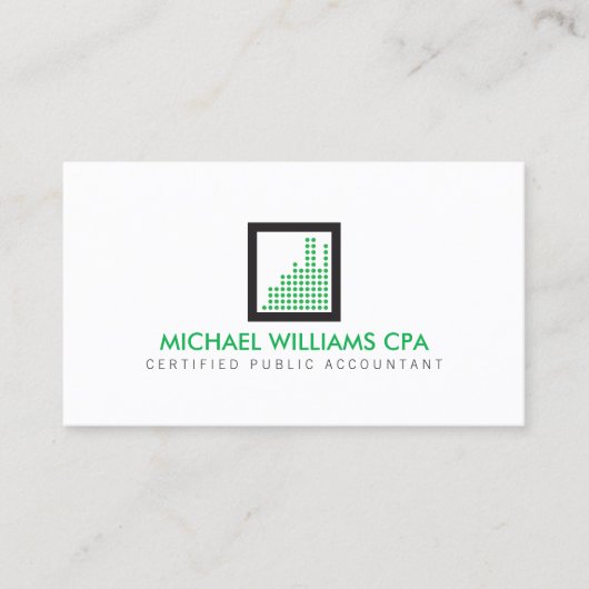 Accountant、モダン財務ロゴ（緑） 名刺 (正面)