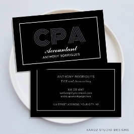 Accountant モダンBlackエレガント Business Card 名刺