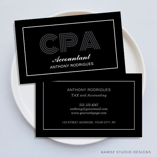 Accountant モダンBlackエレガント Business Card 名刺