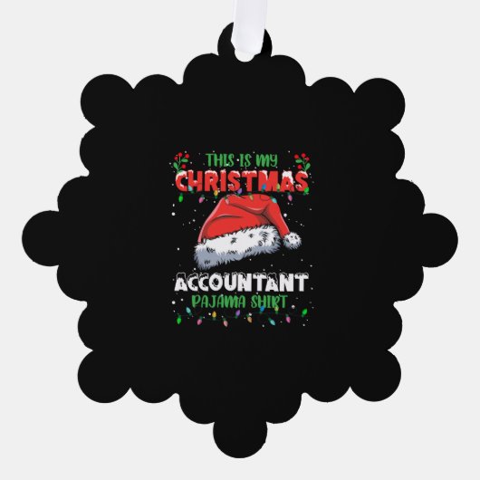 Accountant Christmas Lightsパジャマシャツ オーナメントカード (正面)