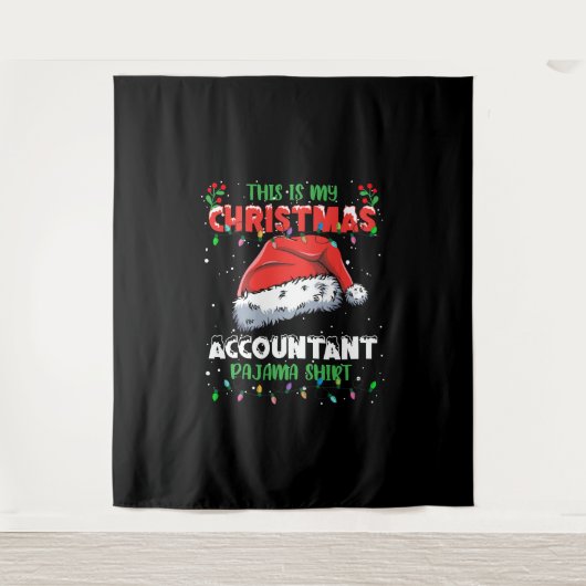 Accountant Christmas Lightsパジャマシャツ タペストリー (正面)