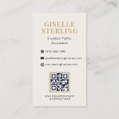 Accountant CPA Faux Leather Black Gold QR Code 名刺 (裏面)