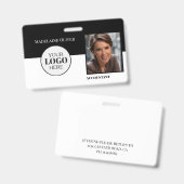 Accountant Employee ID Black White Logo Photo バッジ (正面&裏面)