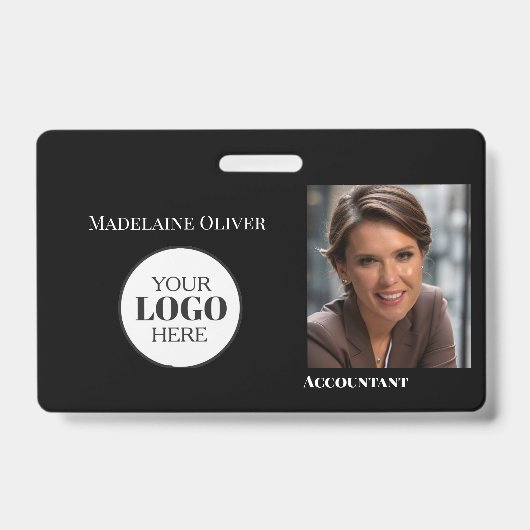 Accountant  Employee ID Photo Black Logo Badge バッジ (正面)
