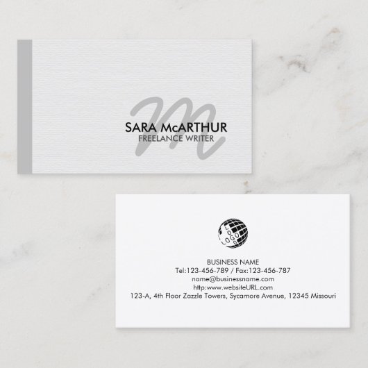 Accountant Finance Monogram名刺 名刺 (正面/裏面)