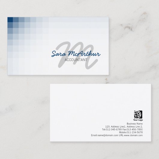 Accountant Finance Servicesカラーキュラシブモノグラム 名刺 (正面/裏面)