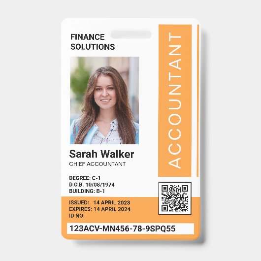 Accountant ID (フォト会社員黄色) バッジ (正面)